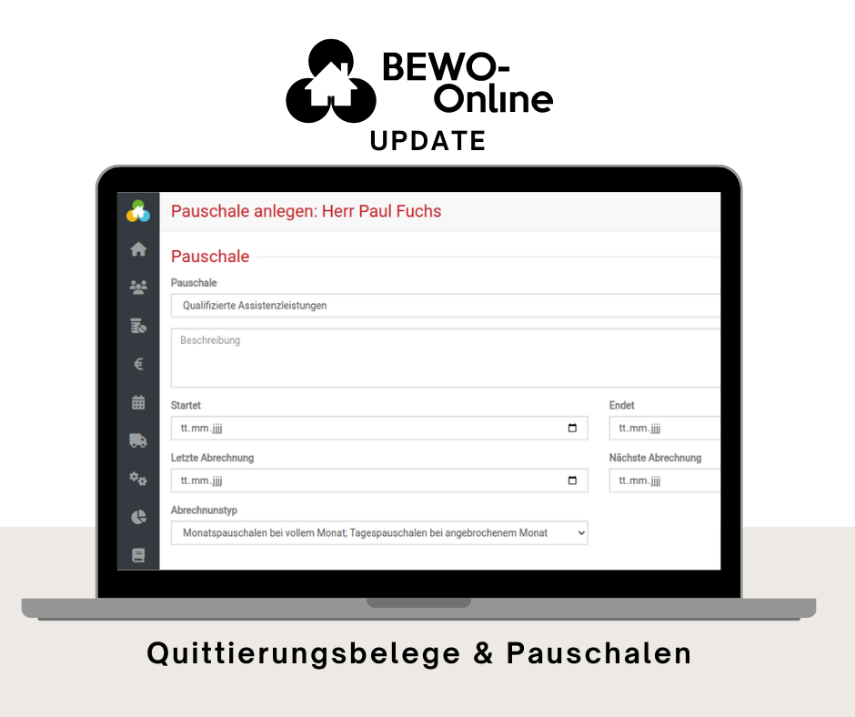 Softwareupdate Quittierungsbelege und Pauschalen BEWO-Online